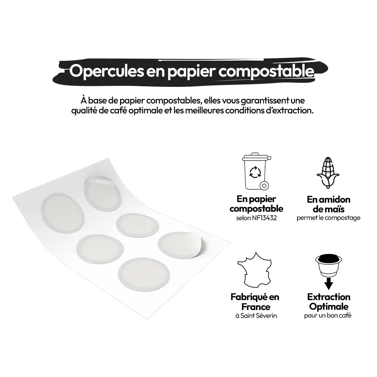 Tapas de papel compostables x 102