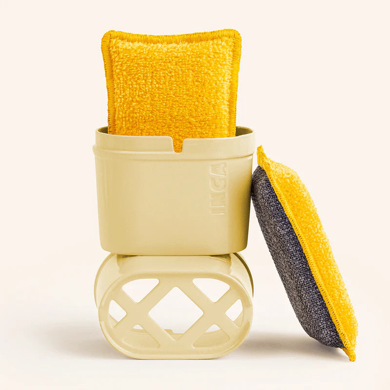 2 washable sponges + “express drying” sponge holder